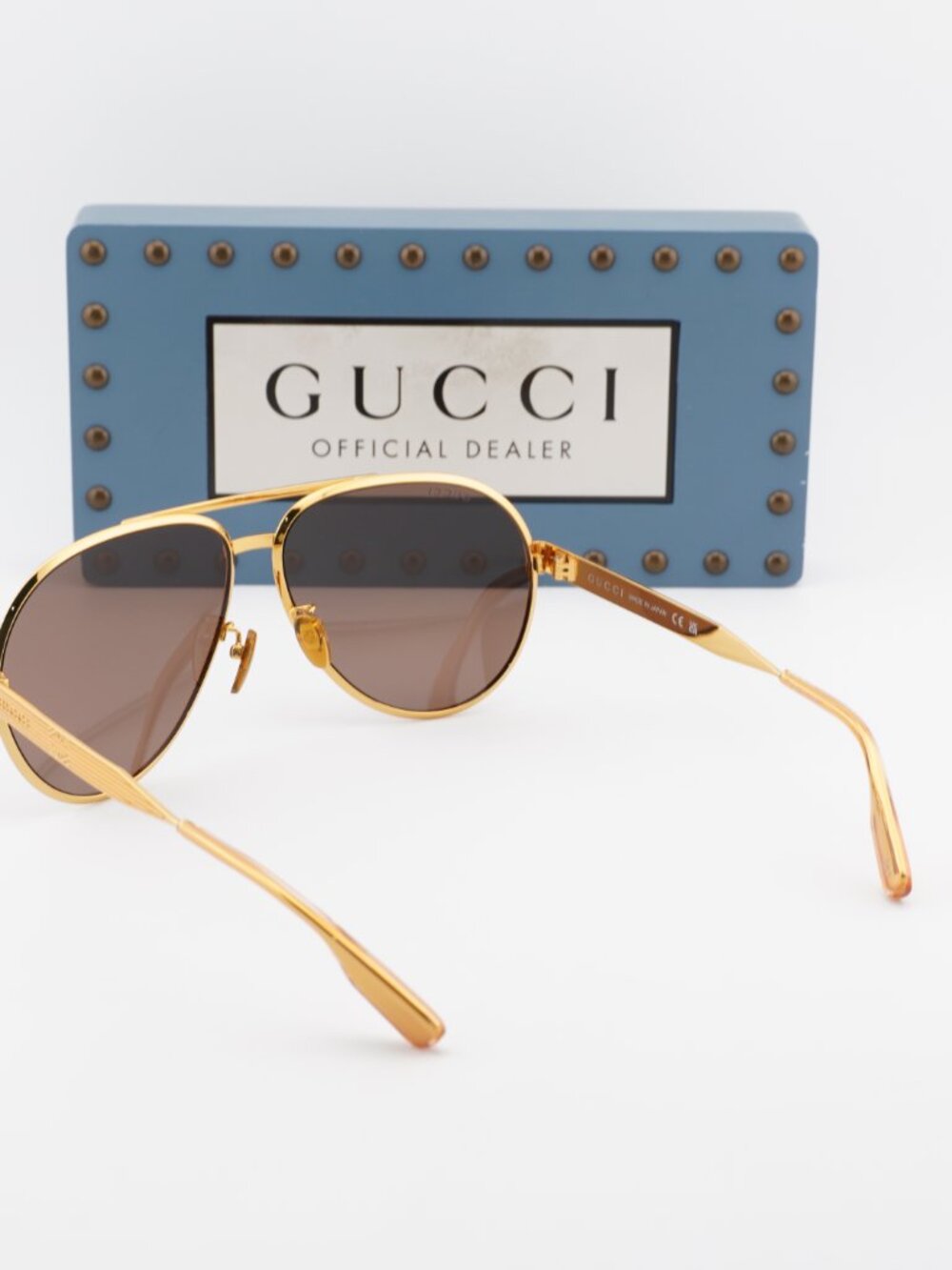 Gucci GG1513S 002 Aviator Sunglasses - Yellow Gold\Brown - Picture 4 of 11
